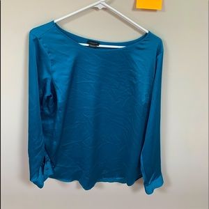 Blue Silk Long Sleeve Top!